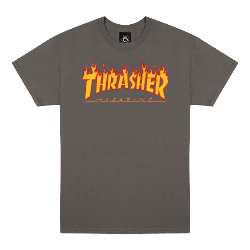 Thrasher Magazine Thrasher Camiseta Gris Camiseta Thrasher Flame