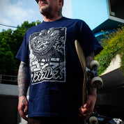 Camiseta Santa Cruz x Godzilla Hand Navy