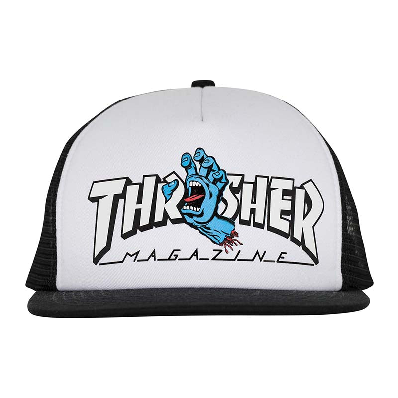 Gorra Santa Cruz x Thrasher Screaming Logo Mesh Trucker White Black