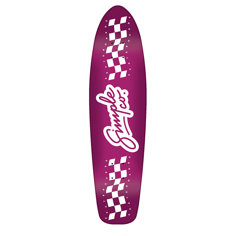 Tabla de skate 'Simple Co Cruiser Purple 8.12', diseñada para ofrecer una experiencia de rodaje suave y cómoda. Con un atractivo acabado en Morado, esta tabla es ideal para skaters que buscan un equilibrio entre estilo y funcionalidad. Su construcción de calidad garantiza durabilidad, perfecta para paseos por la ciudad o sesiones de patinaje relajadas.